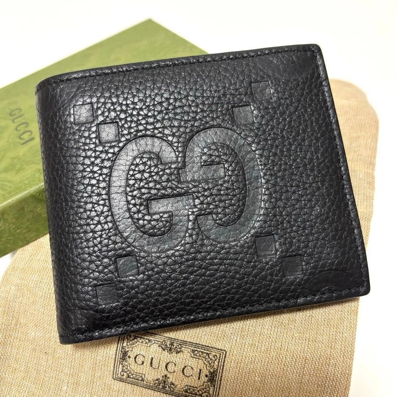 Gucci Jumbo GG Leather Bi-Fold Wallet Black – Men's Designer Wallet Made in Italy