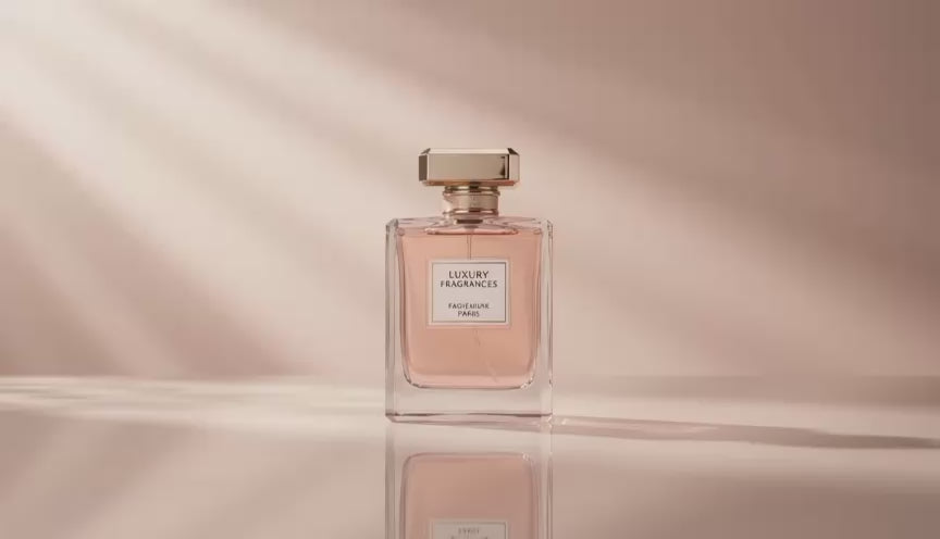Load video: Luxury TOTE AURA perfume collection showcasing premium fragrances in an elegant pink setting.